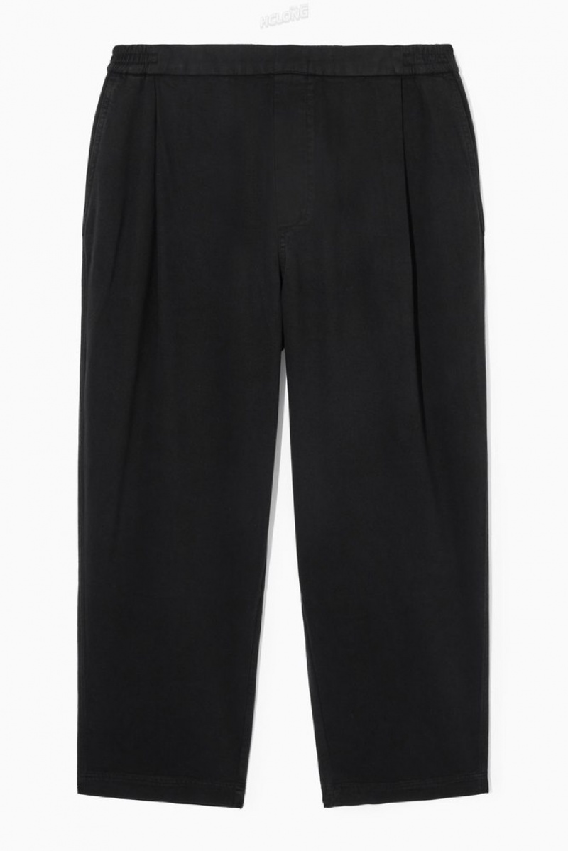 COS Elasticated Twill Pants Men's Suit Pants Black | OI75-P9LS