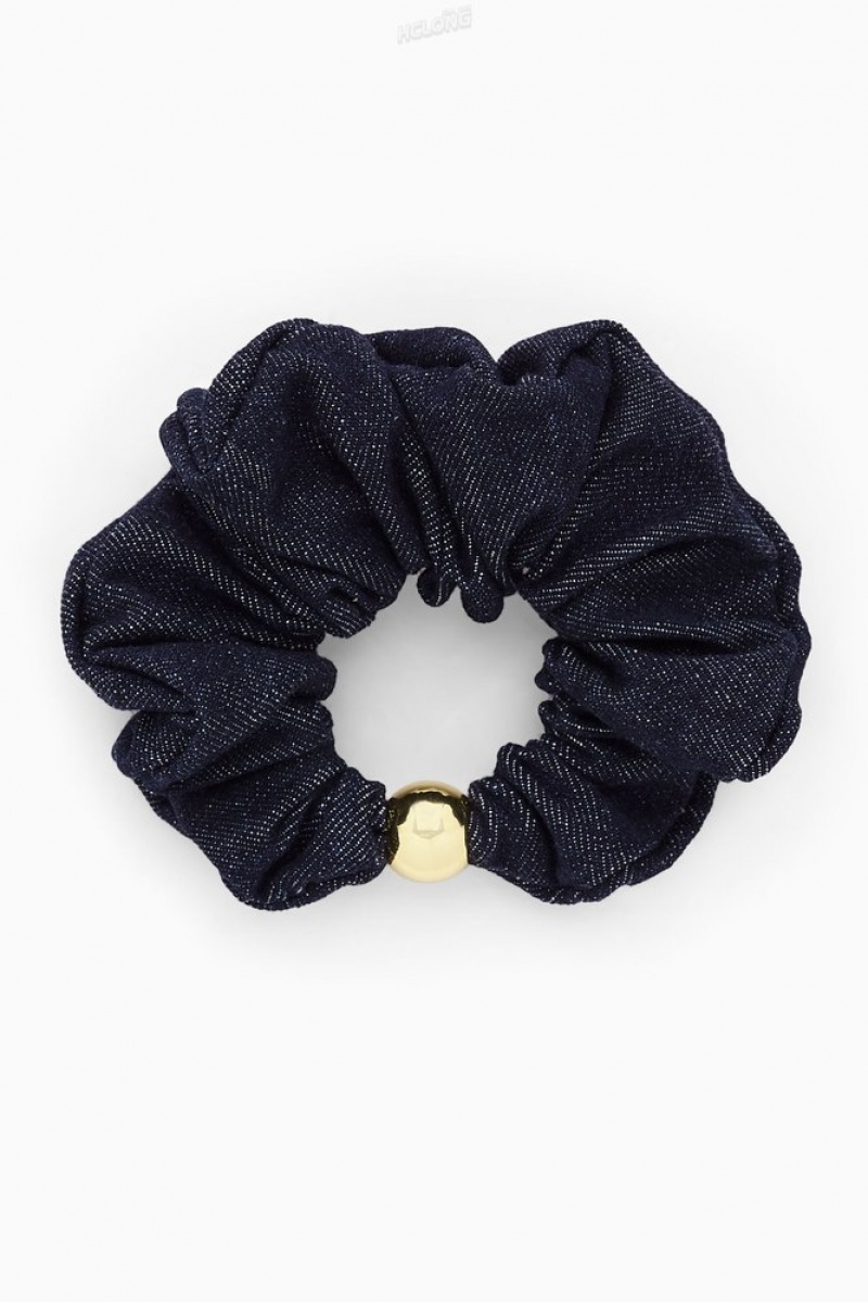 COS Embellished Denim Scrunchie Women's Hair Accessories Indigo | AI32-R2PA