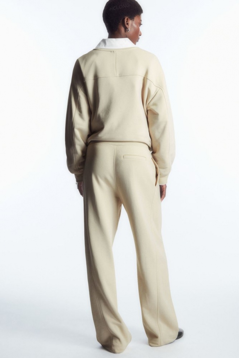 COS Exposed-Seam Jersey Sweatpants Women's Pants Light Beige | YR54-T4OM