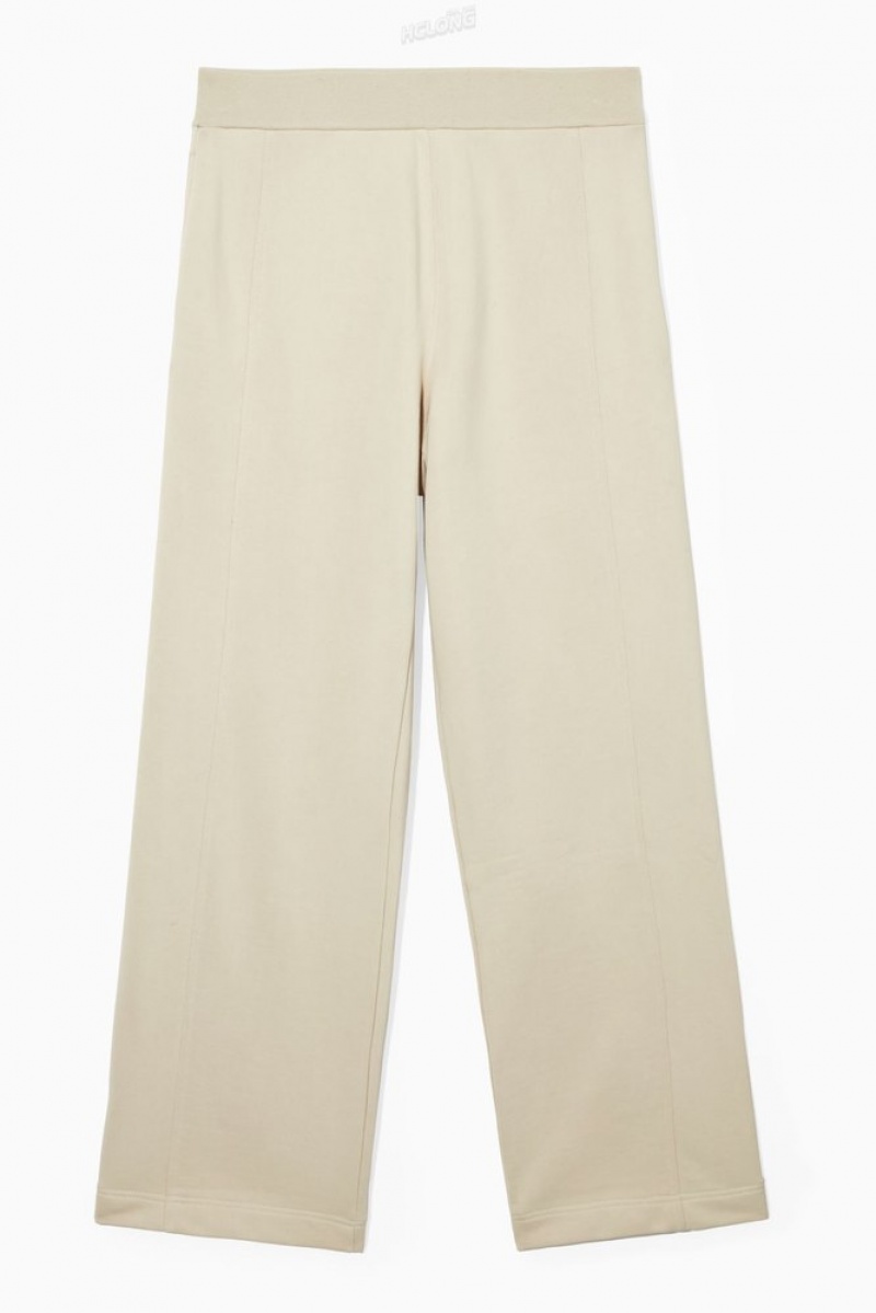 COS Exposed-Seam Jersey Sweatpants Women's Pants Light Beige | YR54-T4OM