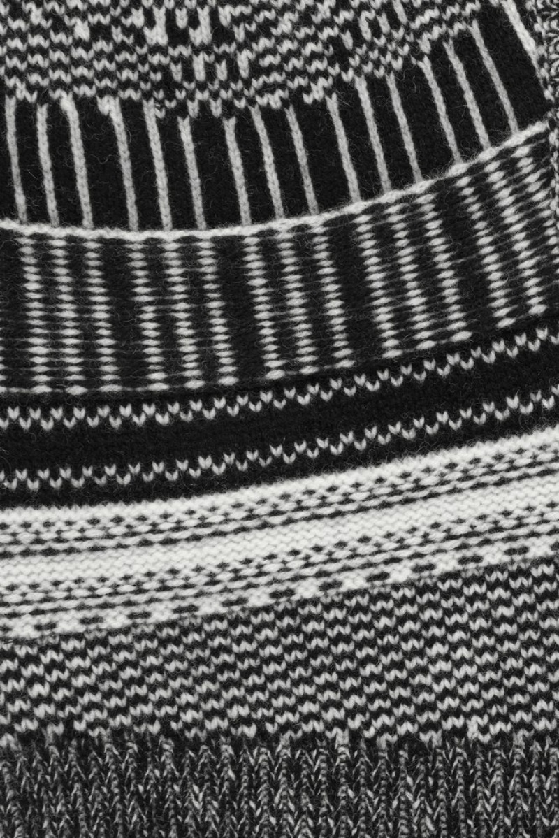 COS Fair Isle Merino Wool Balaclava Women's Scarves Black / White | HM50-X0FC