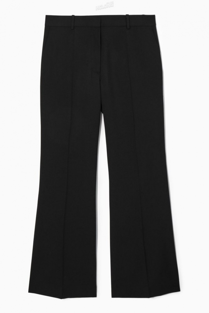 COS Flared Wool Pants Women's Pants Navy | IJ01-C5FE