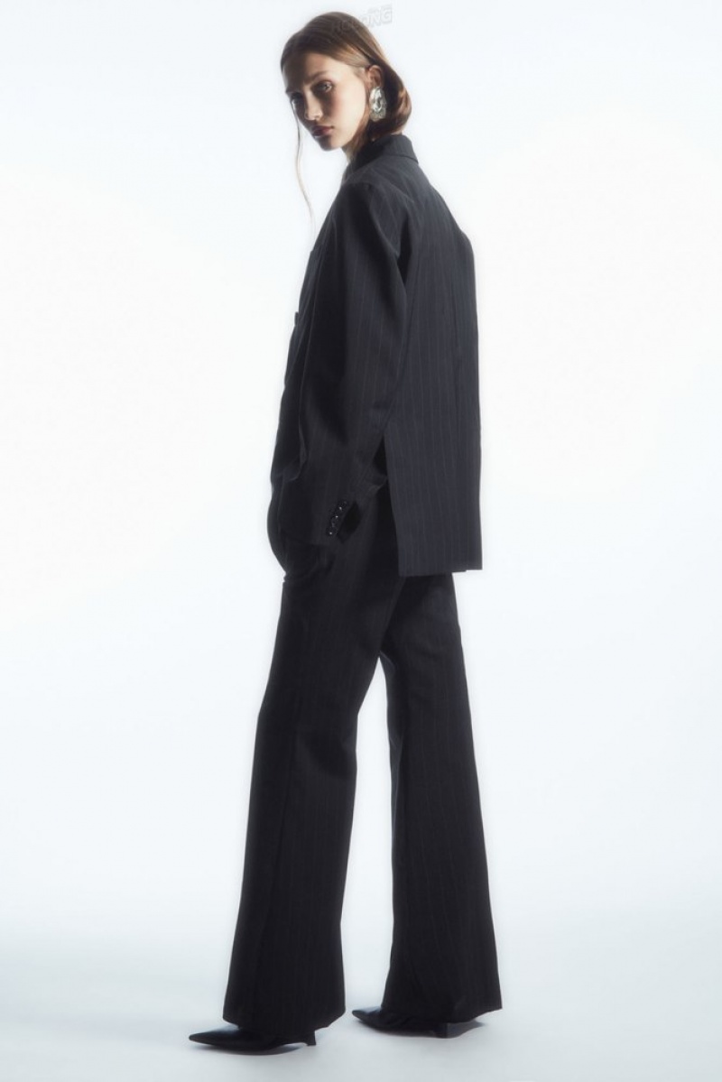 COS Flared Wool Pants Women's Pants Navy | HG45-V5RK