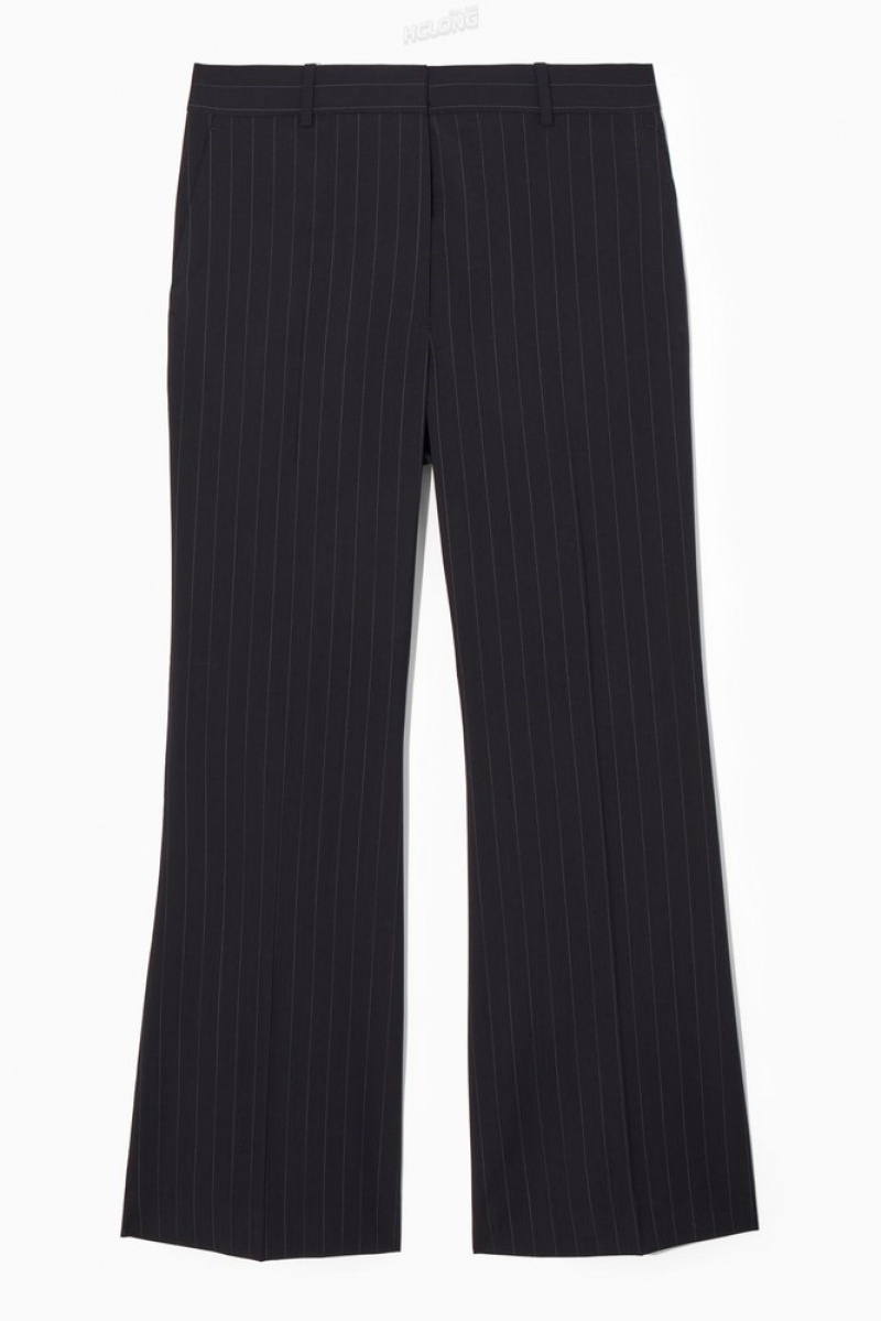 COS Flared Wool Pants Women's Pants Navy | HG45-V5RK