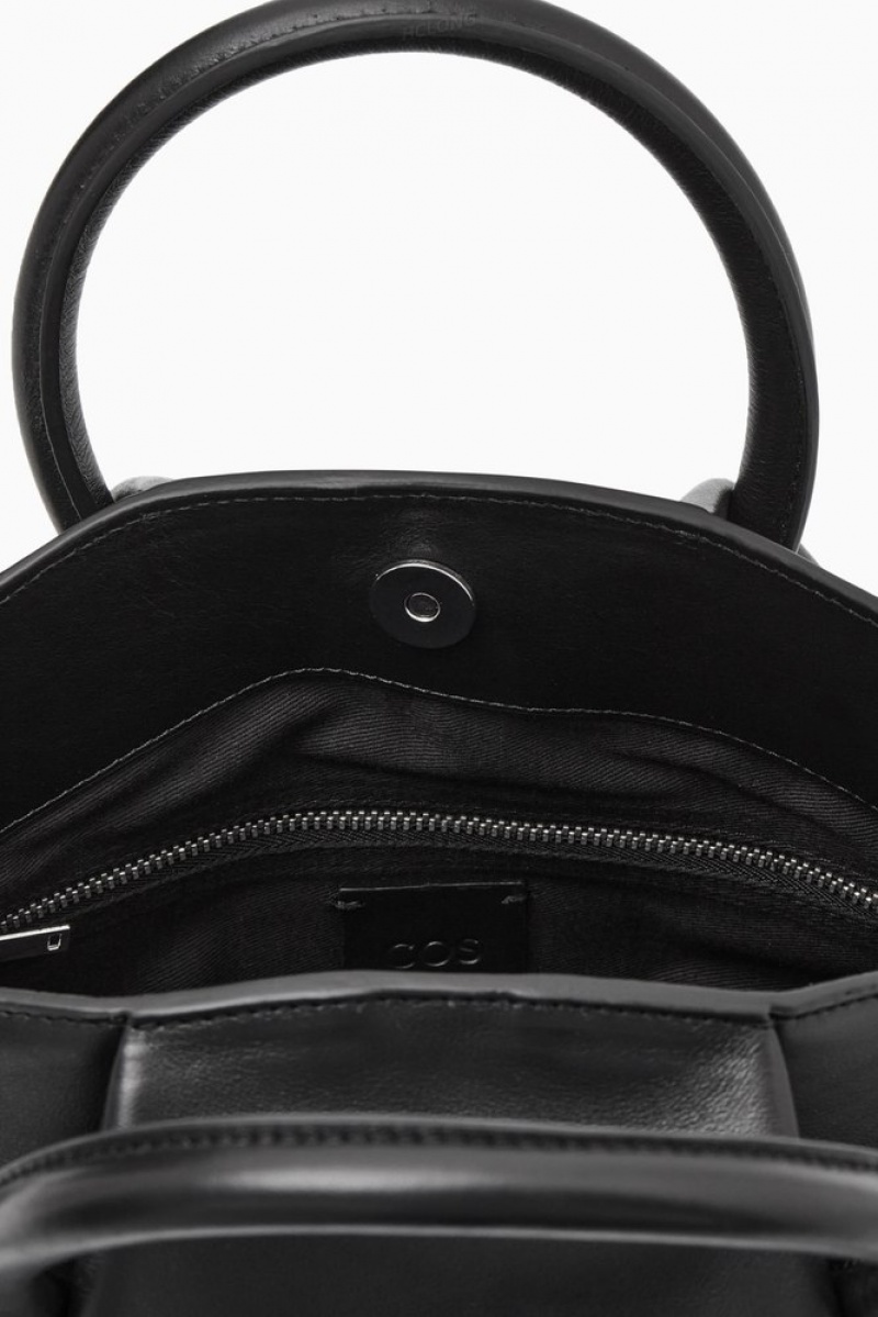 COS Fold Shoulder Bag - Leather Women's Bags Black | BG24-Q7RG