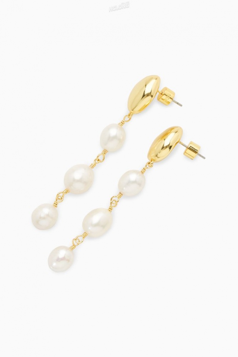 COS Freshwater Pearl Dangly Earrings Women's Jewelry & Jewellery Gold | EG99-P9JA