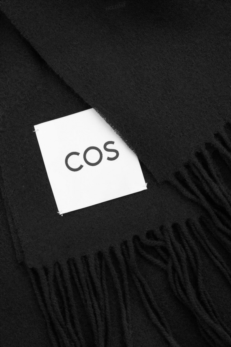 COS Fringed Pure Wool Scarf Women's Scarves Light Grey | JT16-S3QD