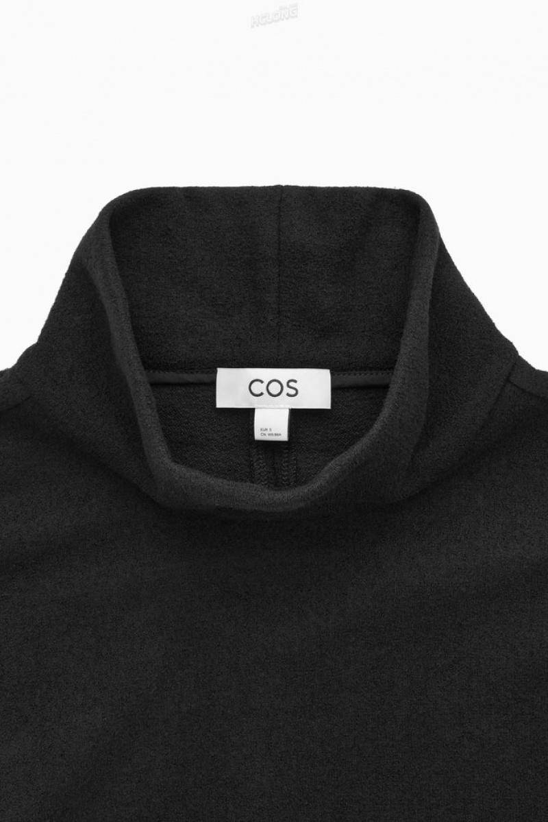 COS Funnel-Neck Boiled Wool Top Women's Sweaters & Cardigans Black | HI24-E7DB