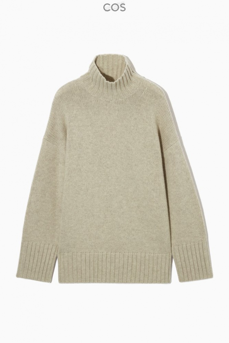 COS Funnel-Neck Pure Cashmere Sweater Women's Sweaters & Cardigans Cream | EX99-B7CS