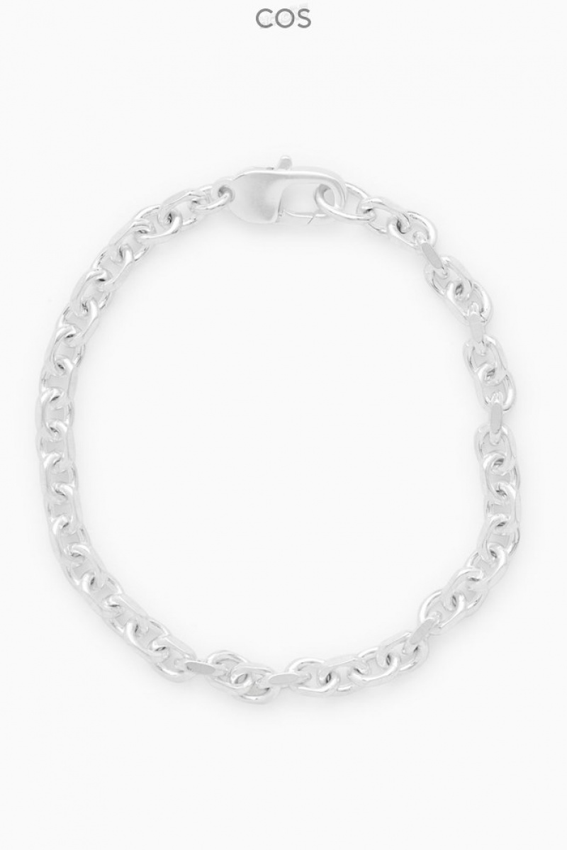 COS Geometric Oval-Link Bracelet Men's Jewelry & Jewellery Silver | IB53-Q1YR