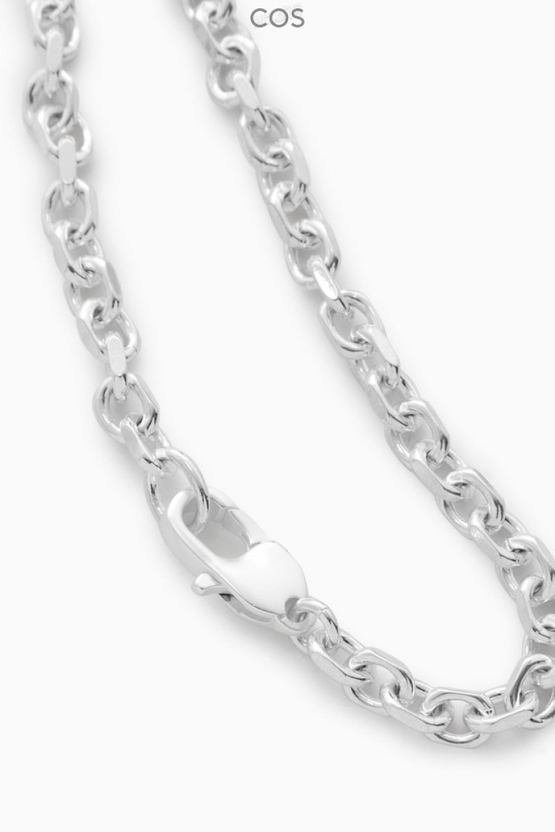 COS Geometric Oval-Link Bracelet Men's Jewelry & Jewellery Silver | IB53-Q1YR