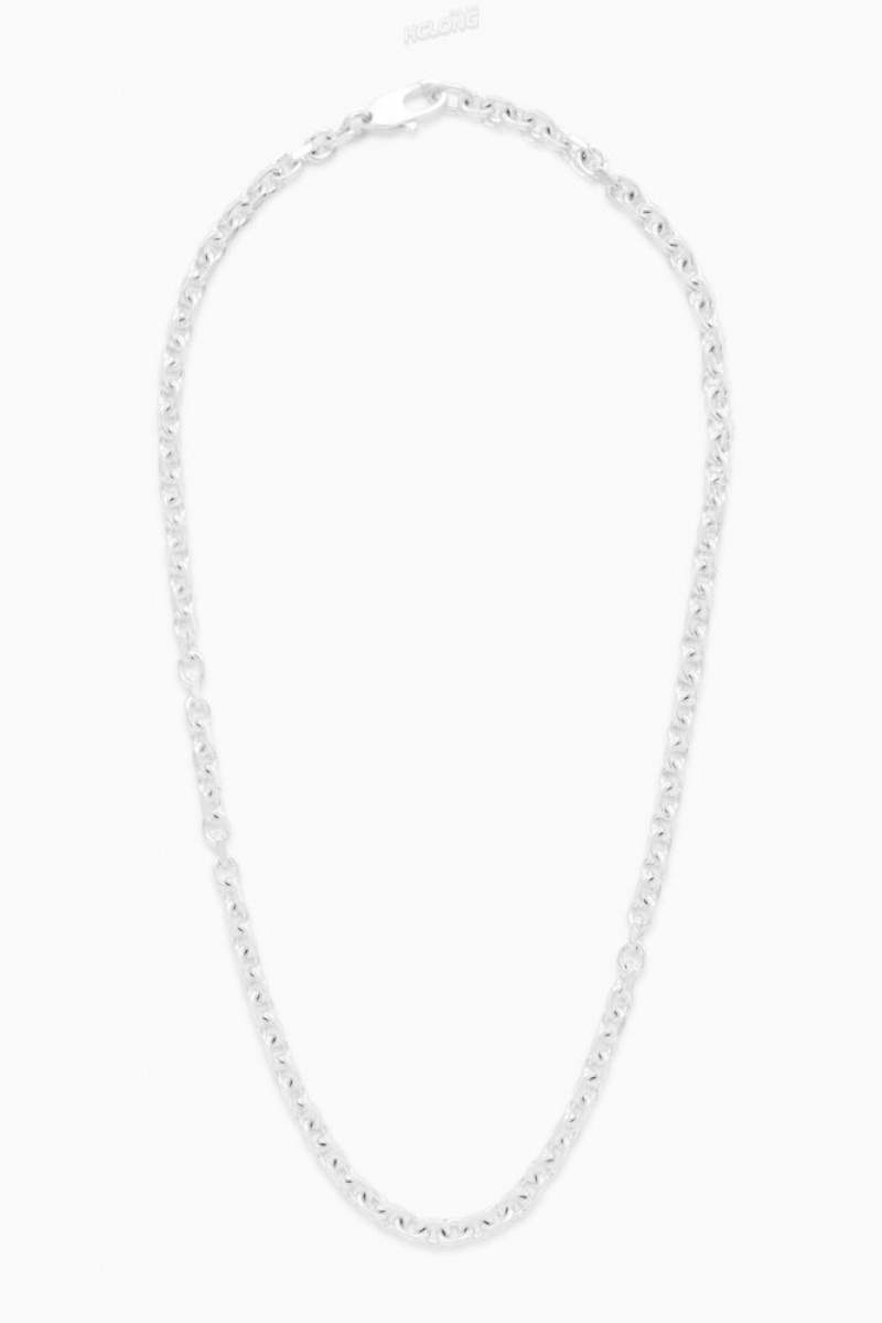 COS Geometric Oval-Link Necklace Men's Jewelry & Jewellery Silver | ZC13-V5VD