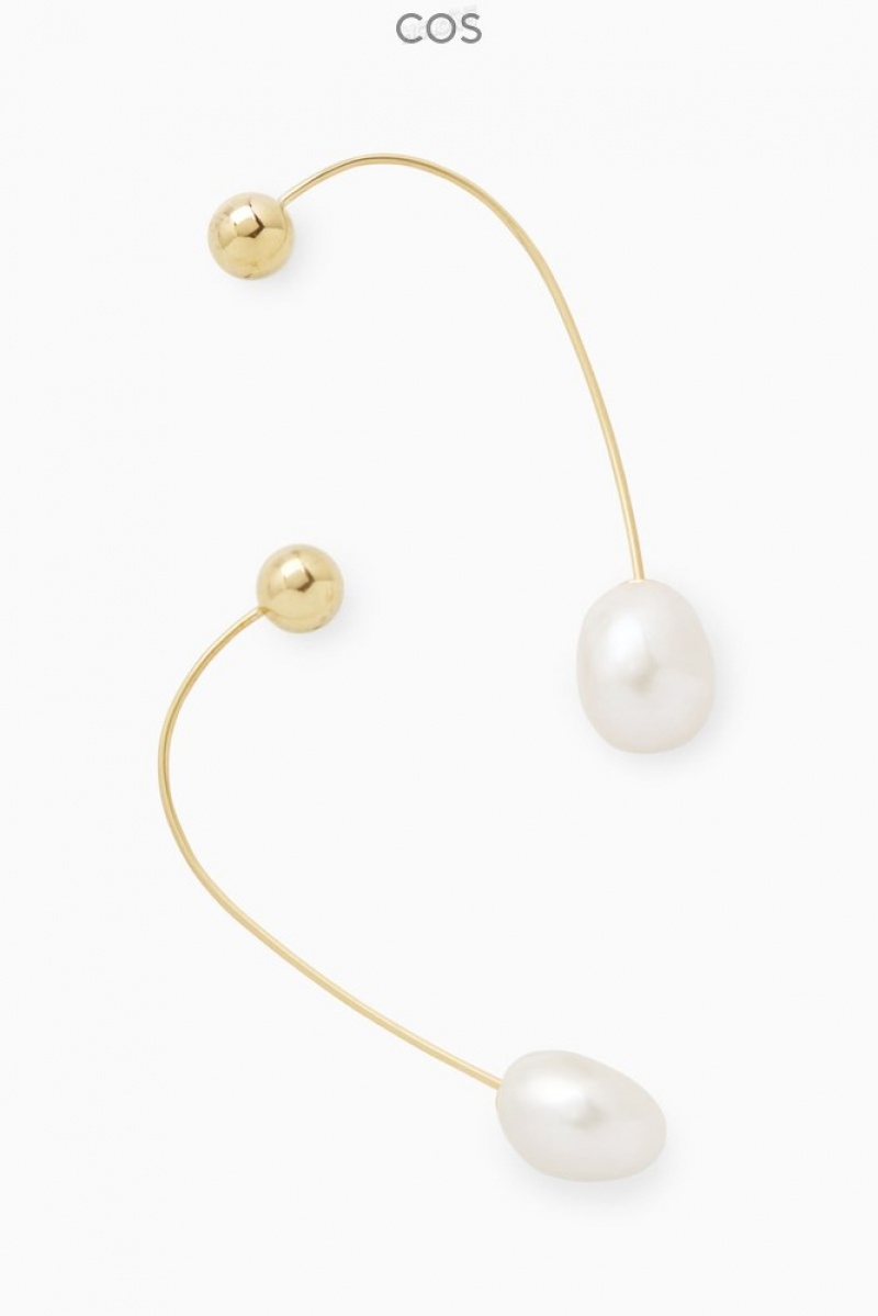 COS Gold Vermeil Freshwater Pearl Drop Earrings Women's Jewelry & Jewellery Gold | SD24-P1WO