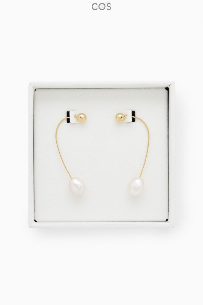 COS Gold Vermeil Freshwater Pearl Drop Earrings Women's Jewelry & Jewellery Gold | SD24-P1WO