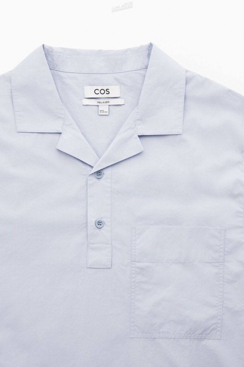 COS Half-Placket Short-Sleeved Shirt Men's Shirts White | NH11-W3IG