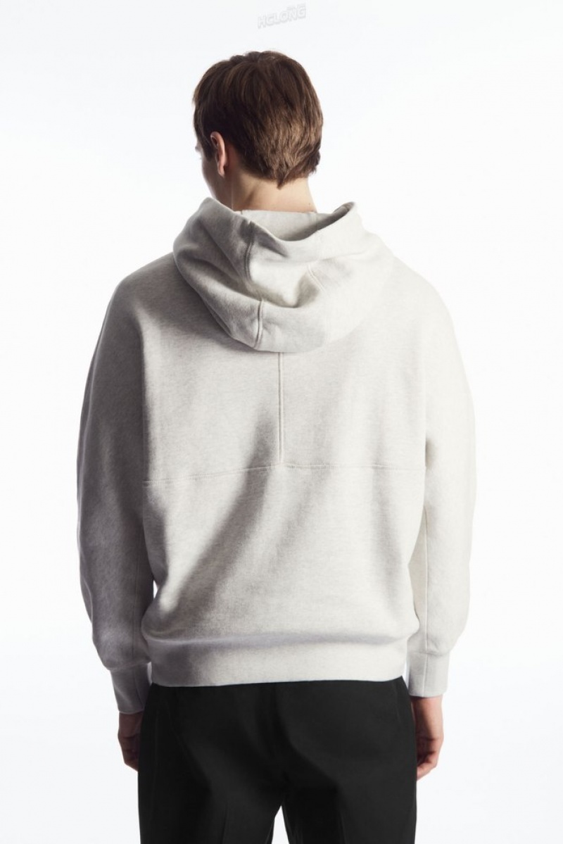 COS Heavyweight Paneled Hoodie Men's Sweatshirts & Hoodies Gray MéLange | FB54-F5AS