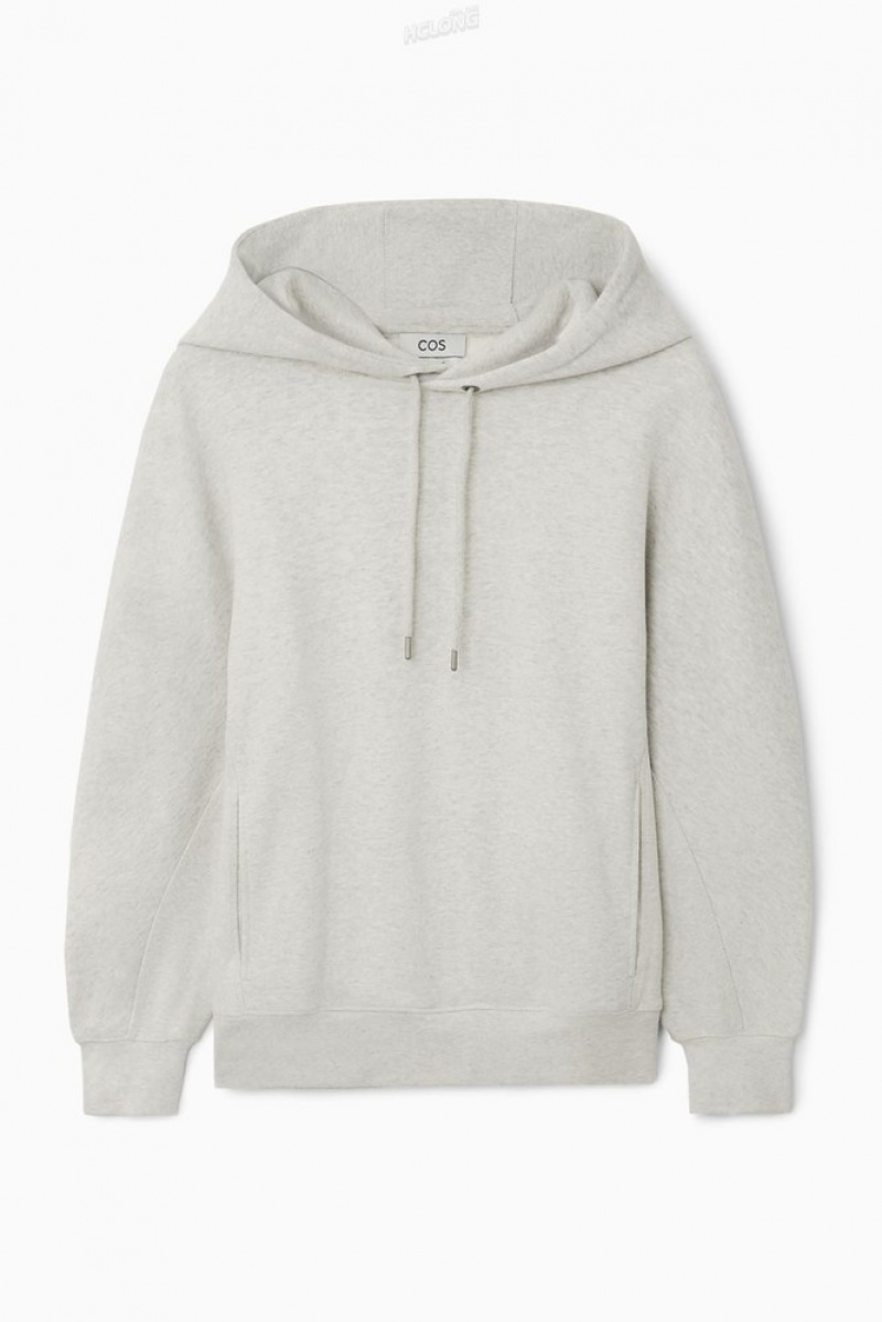 COS Heavyweight Paneled Hoodie Men's Sweatshirts & Hoodies Gray MéLange | FB54-F5AS