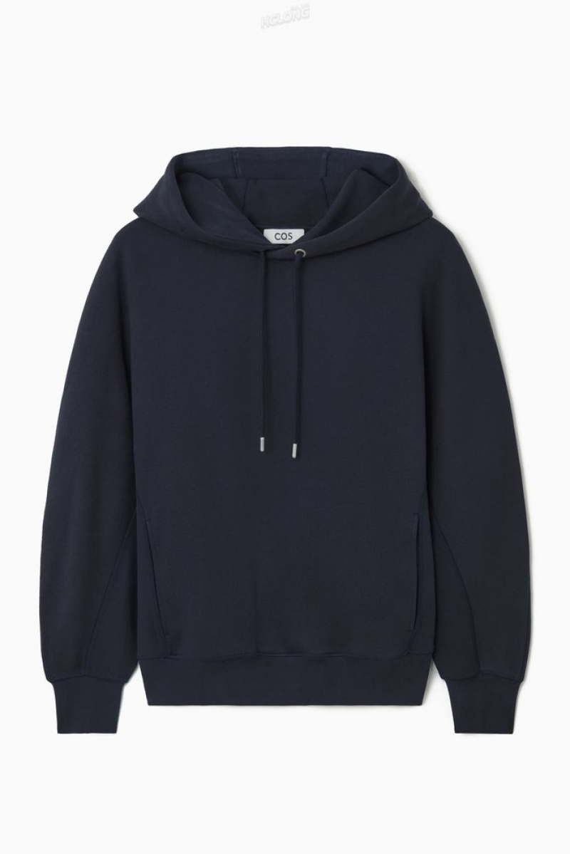 COS Heavyweight Panelled Hoodie Men's Sweatshirts & Hoodies Grey MéLange | HZ81-Z0VV