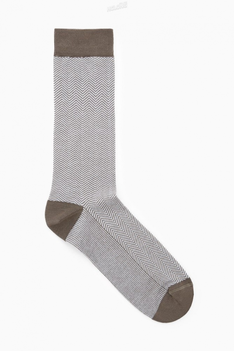 COS Herringbone Socks Men's Socks Black / Herringbone | DX87-L9LJ