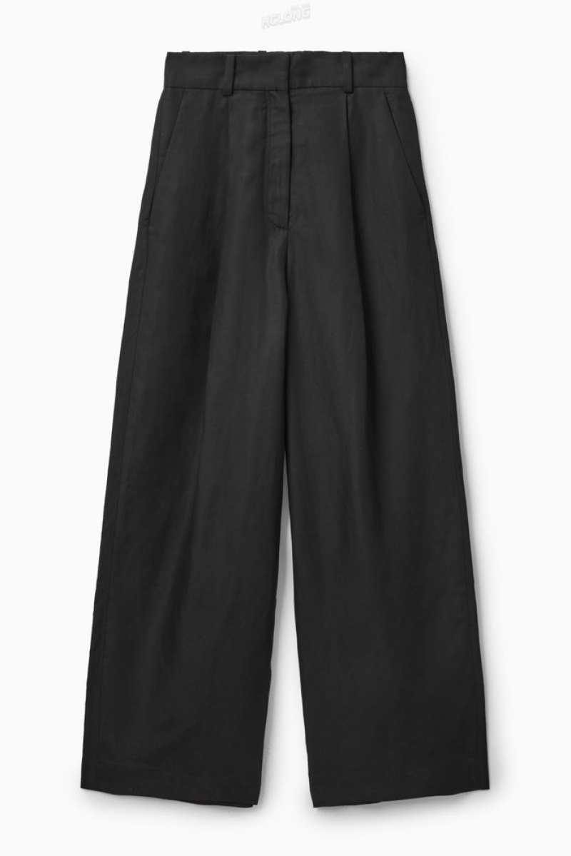 COS High-Waisted Wide-Leg Pants Women's Pants Black | JR52-T8FJ