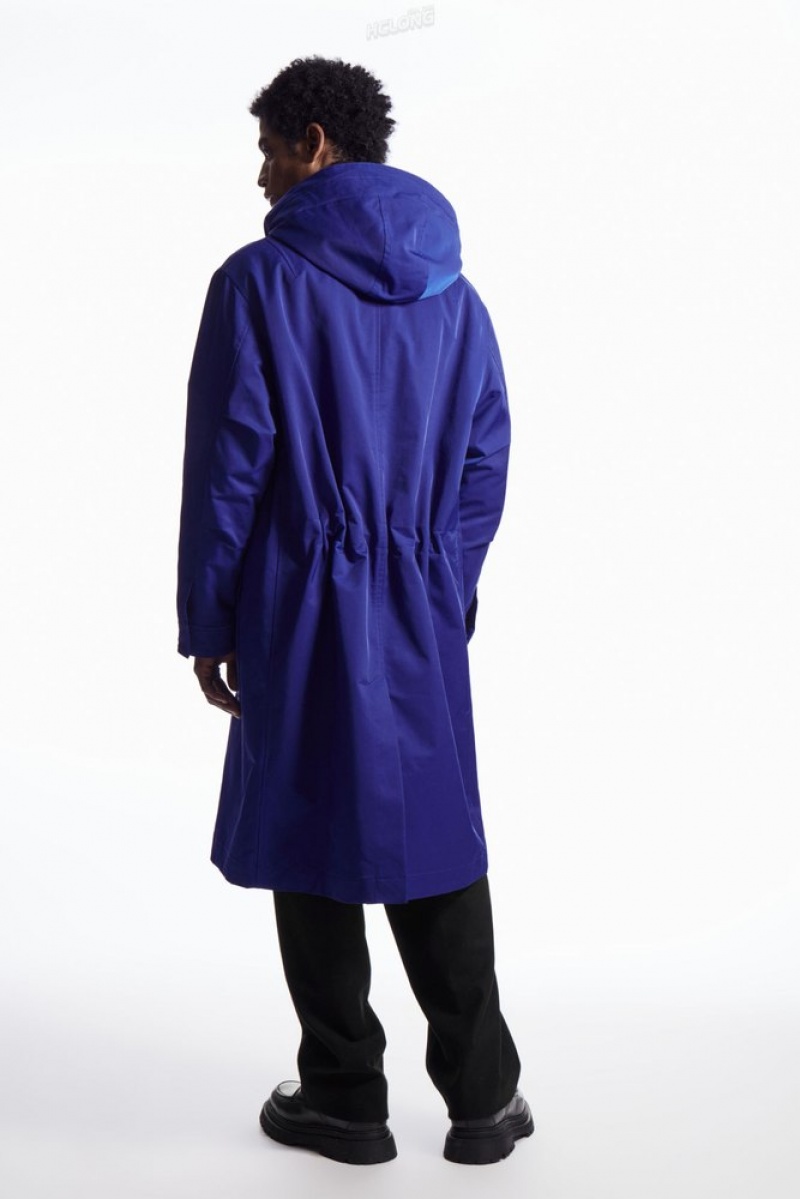 COS Hooded Padded Parka Men's Coats & Jackets Bright Blue | HJ72-N5DC