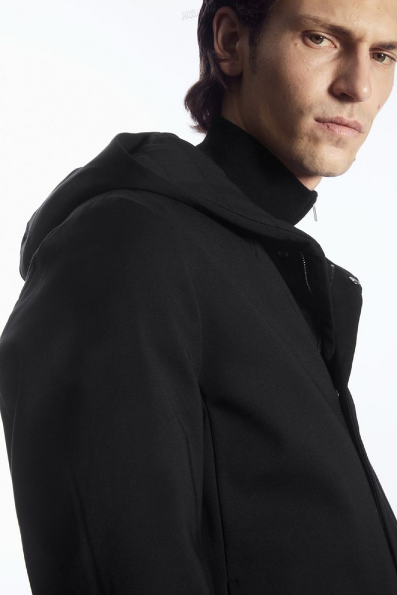 COS Hooded Padded Parka Men's Coats & Jackets Black | CR72-M3RW