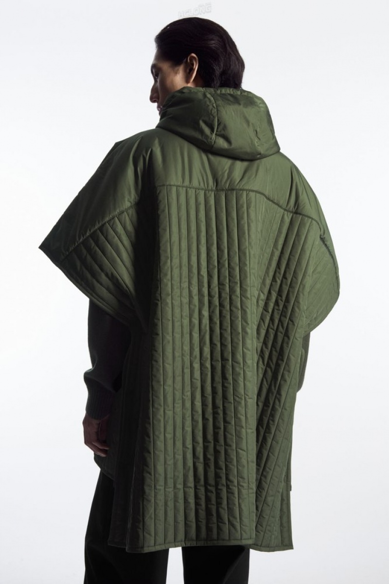 COS Hooded Quilted Hybrid Gilet Men's Coats & Jackets Green | GA09-A4EZ