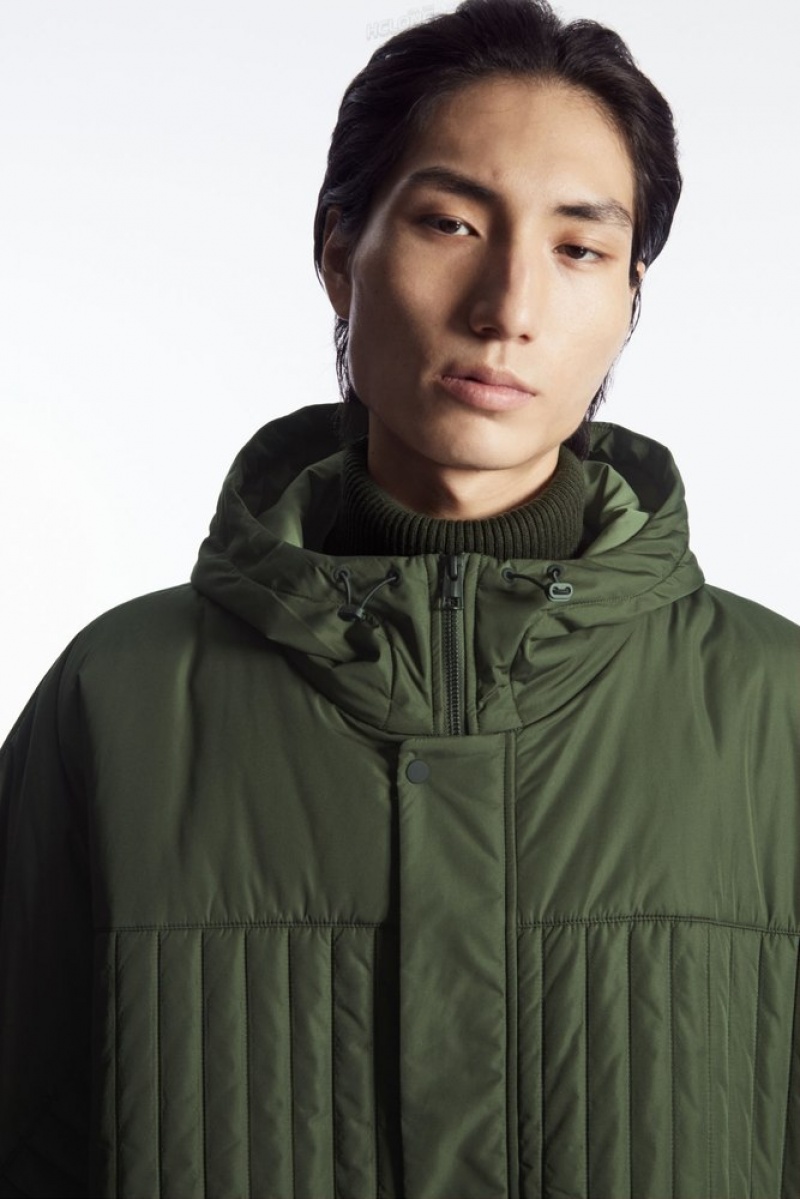 COS Hooded Quilted Hybrid Gilet Men's Coats & Jackets Green | GA09-A4EZ