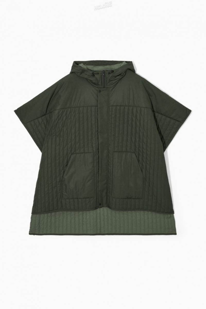 COS Hooded Quilted Hybrid Gilet Men's Coats & Jackets Green | GA09-A4EZ