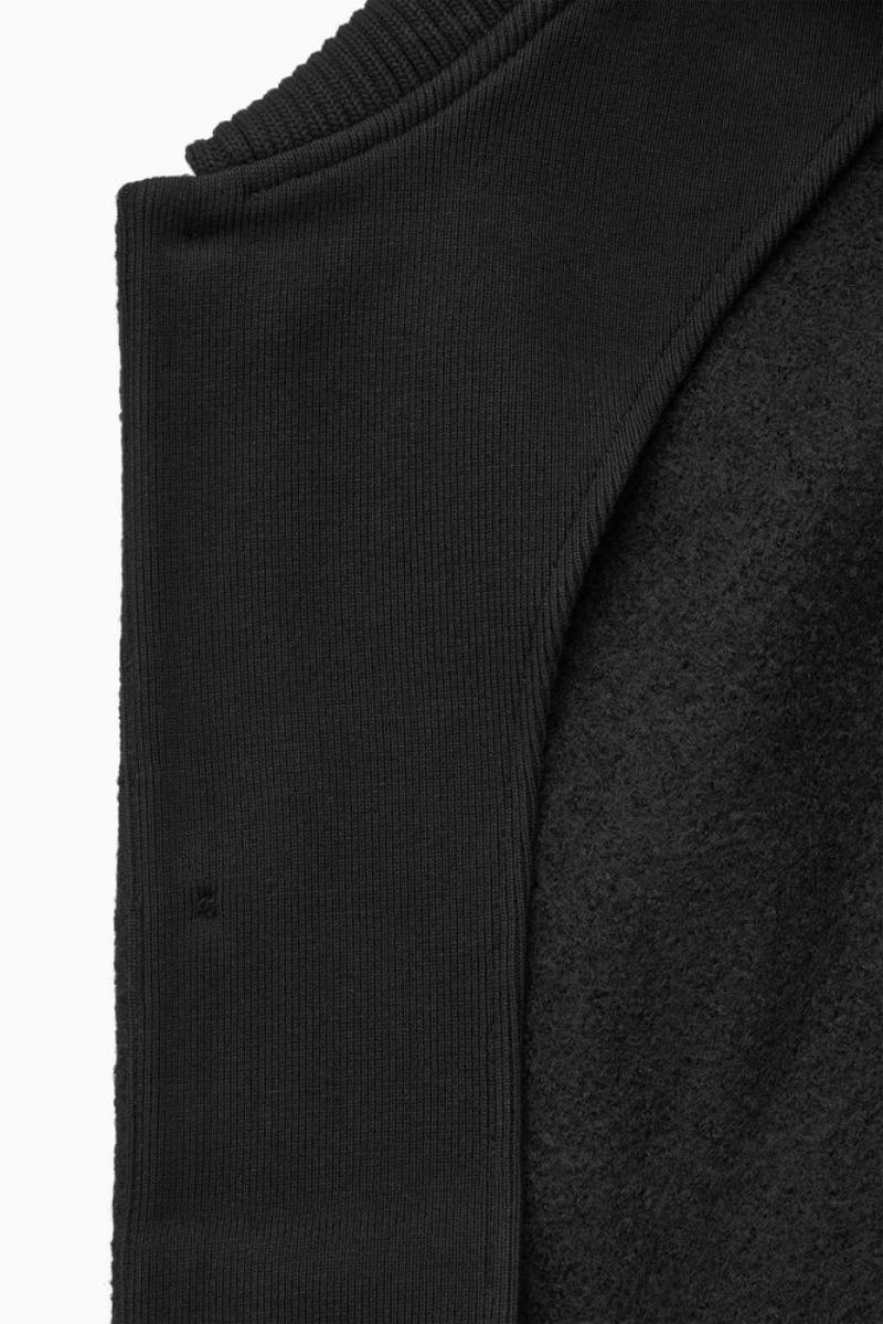 COS Knitted-Collar Workwear Jacket Men's Shirts Black | EO14-D2XM