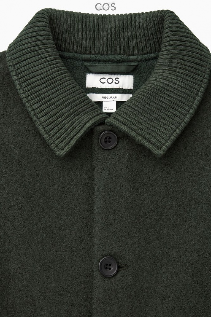 COS Knitted-Collar Workwear Jacket Men's Shirts Black | XV14-S2KI