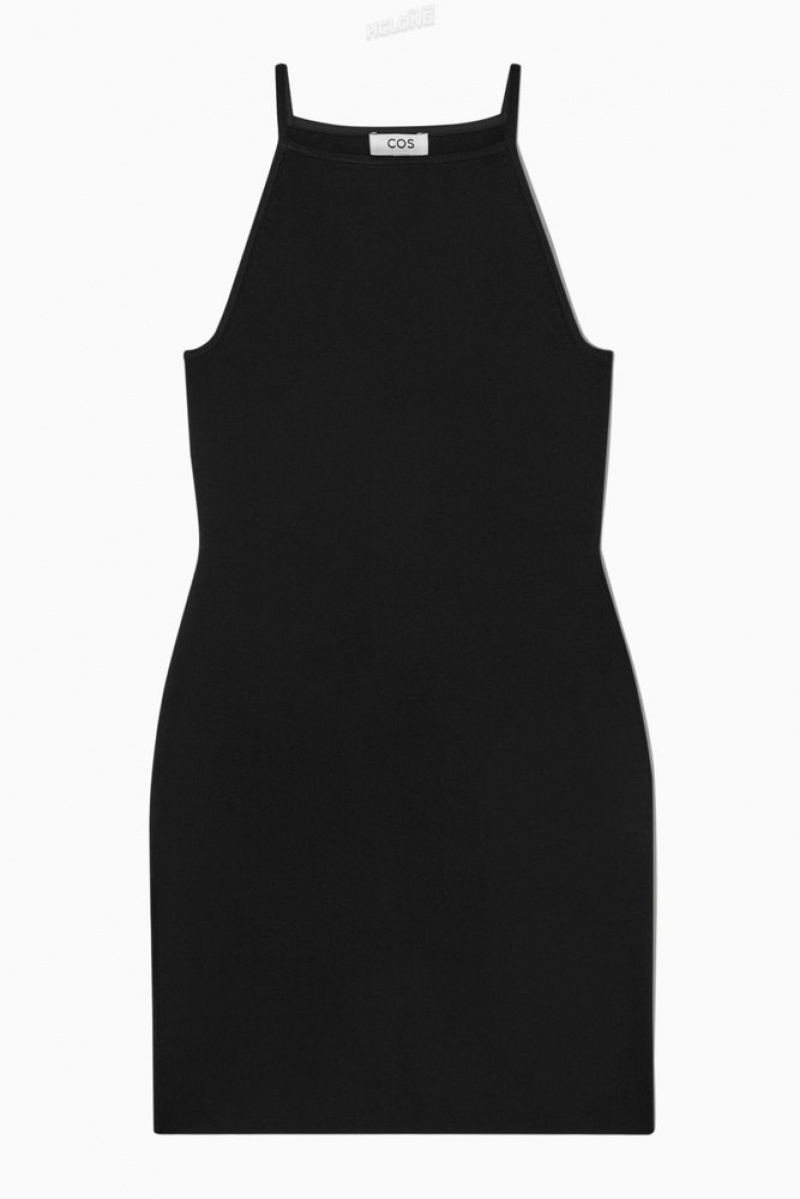 COS Knitted Bodycon Mini Dress Women's Dresses Black | JJ52-A9DB