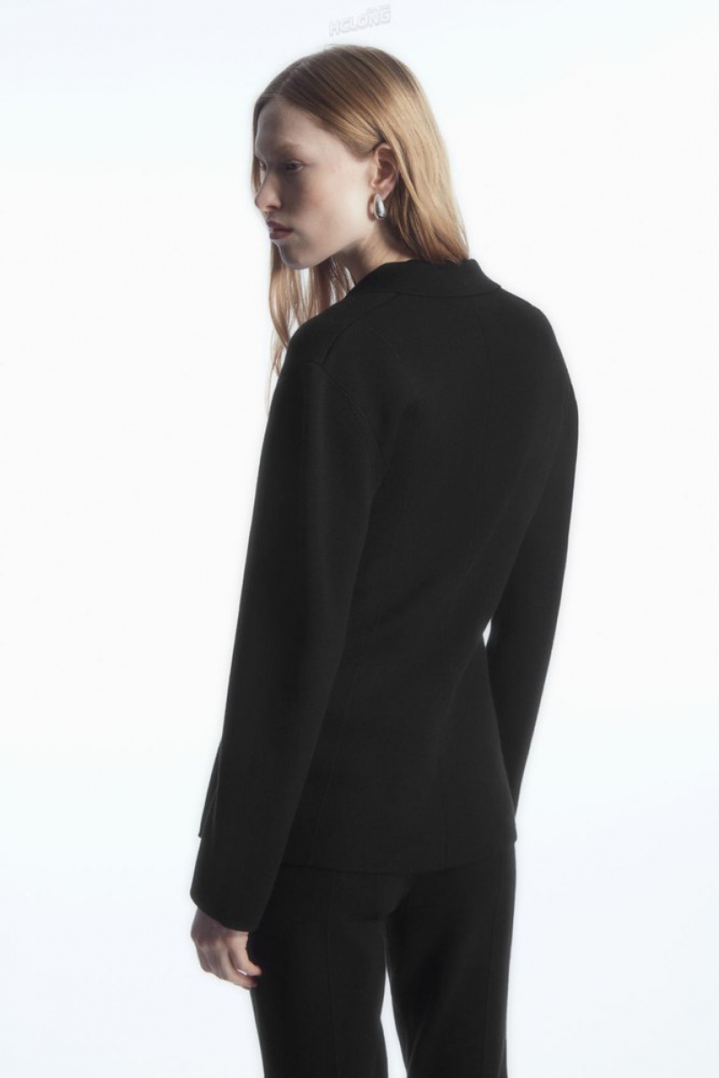 COS Knitted Waisted Blazer Women's Blazers & Tailoring Black | UQ36-T4JW