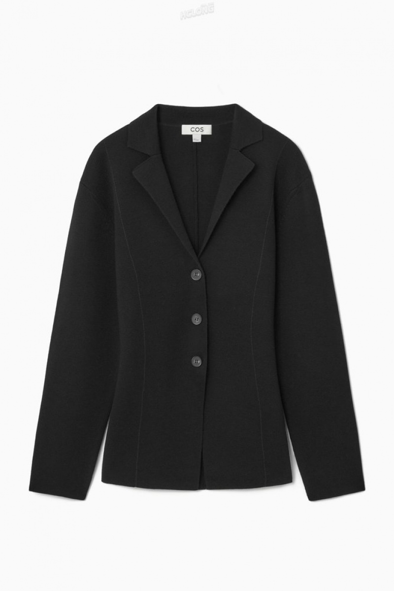 COS Knitted Waisted Blazer Women's Blazers & Tailoring Black | UQ36-T4JW