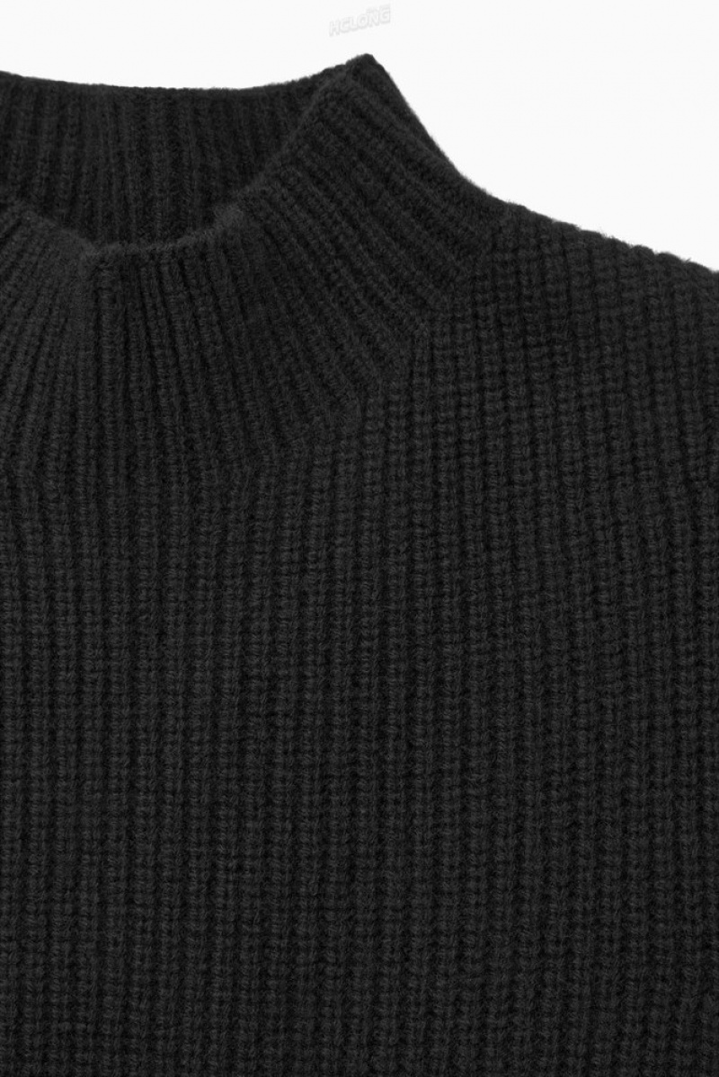 COS Knitted Wool Flared Mini Dress Women's Dresses Black | VL35-L2UD