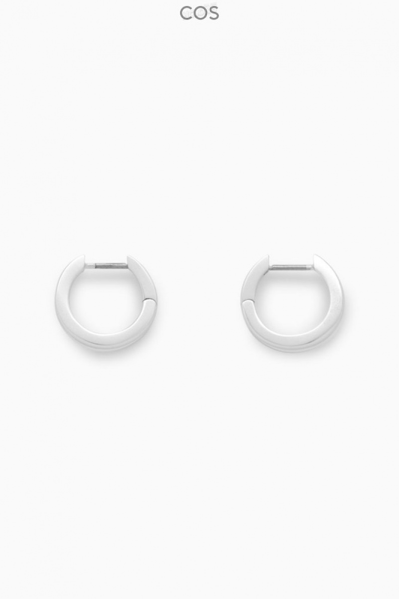 COS Layered Double Hoop Earrings Men's Jewelry & Jewellery Silver | XE59-M2XH