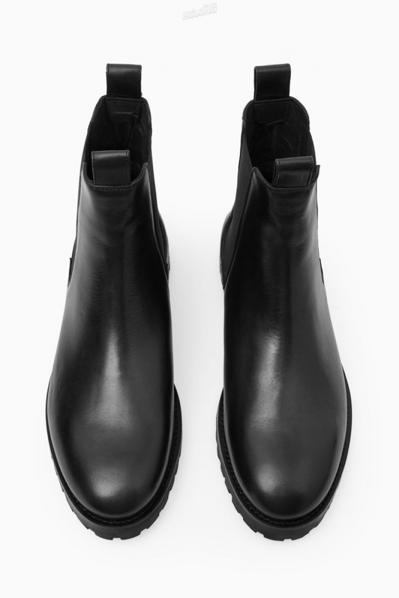 COS Leather Chelsea Boots Men's Boots Black | EN18-V6UL