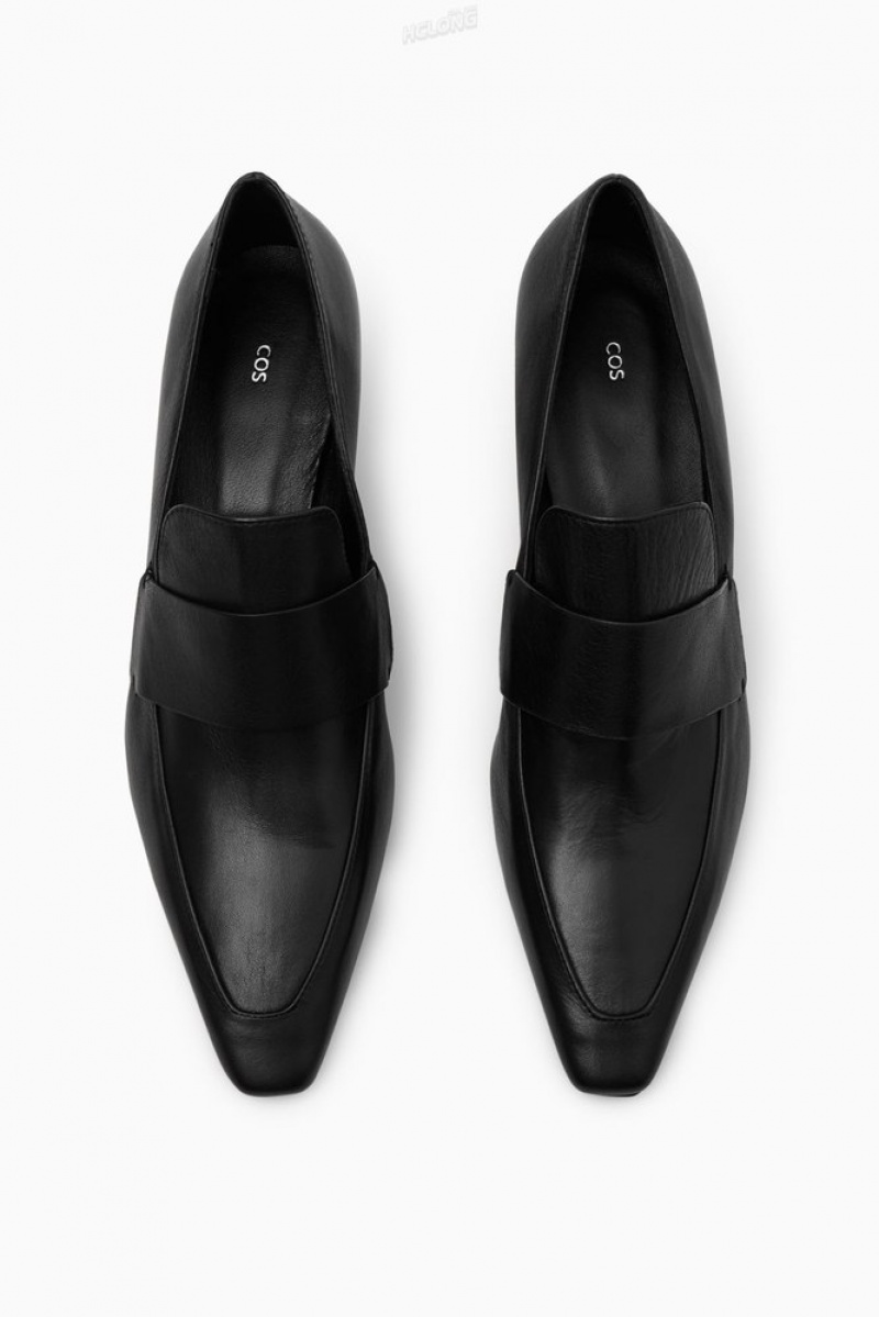 COS Leather Heeled Loafers Women's Loafers Black | SL13-Q5YC