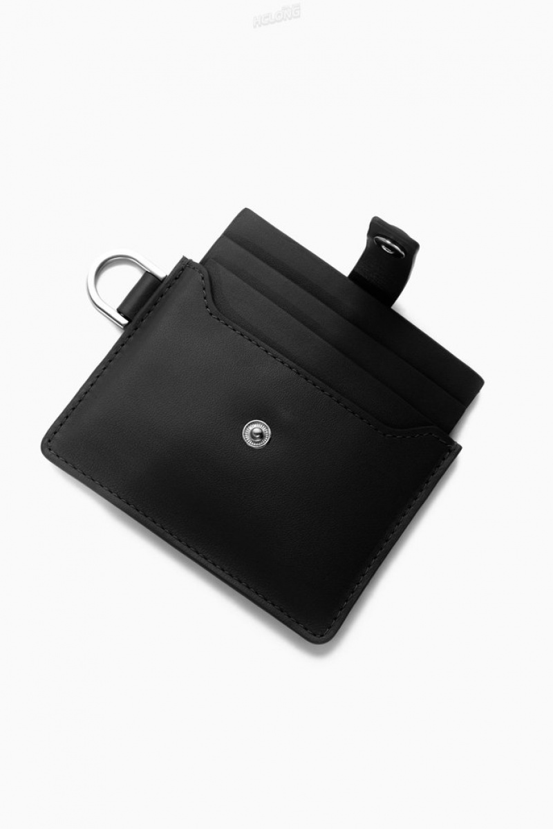 COS Leather Lanyard Cardholder Men's Cardholder Black | ND45-R0WH