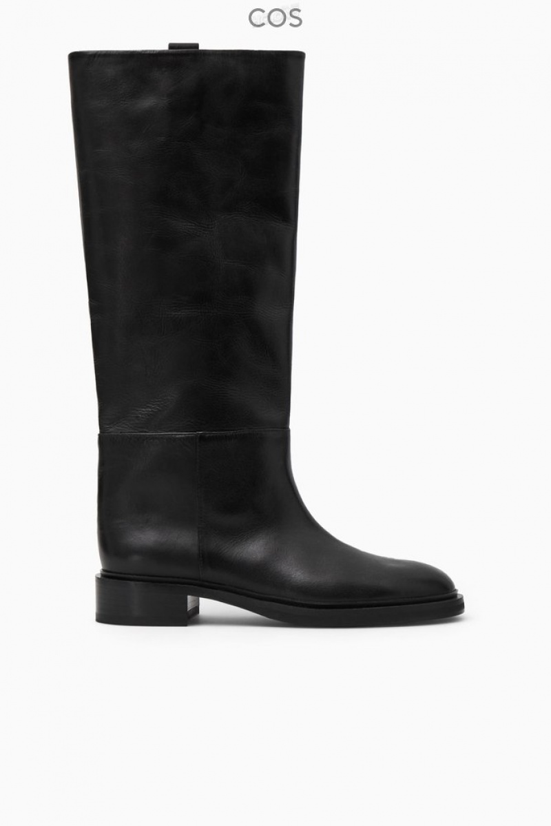 COS Leather Riding Boots Women's Boots Black | CB52-U8AS