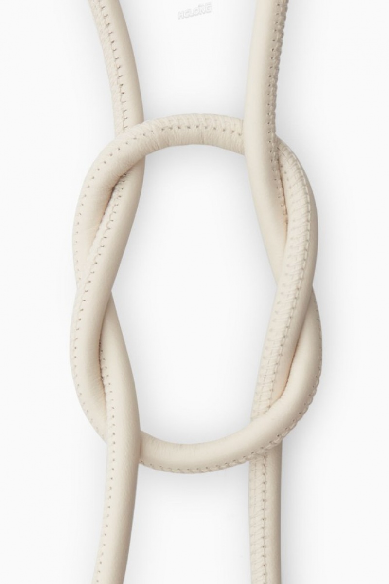 COS Leather Rope Belt Women's Belts Cream | ZV15-D6FZ