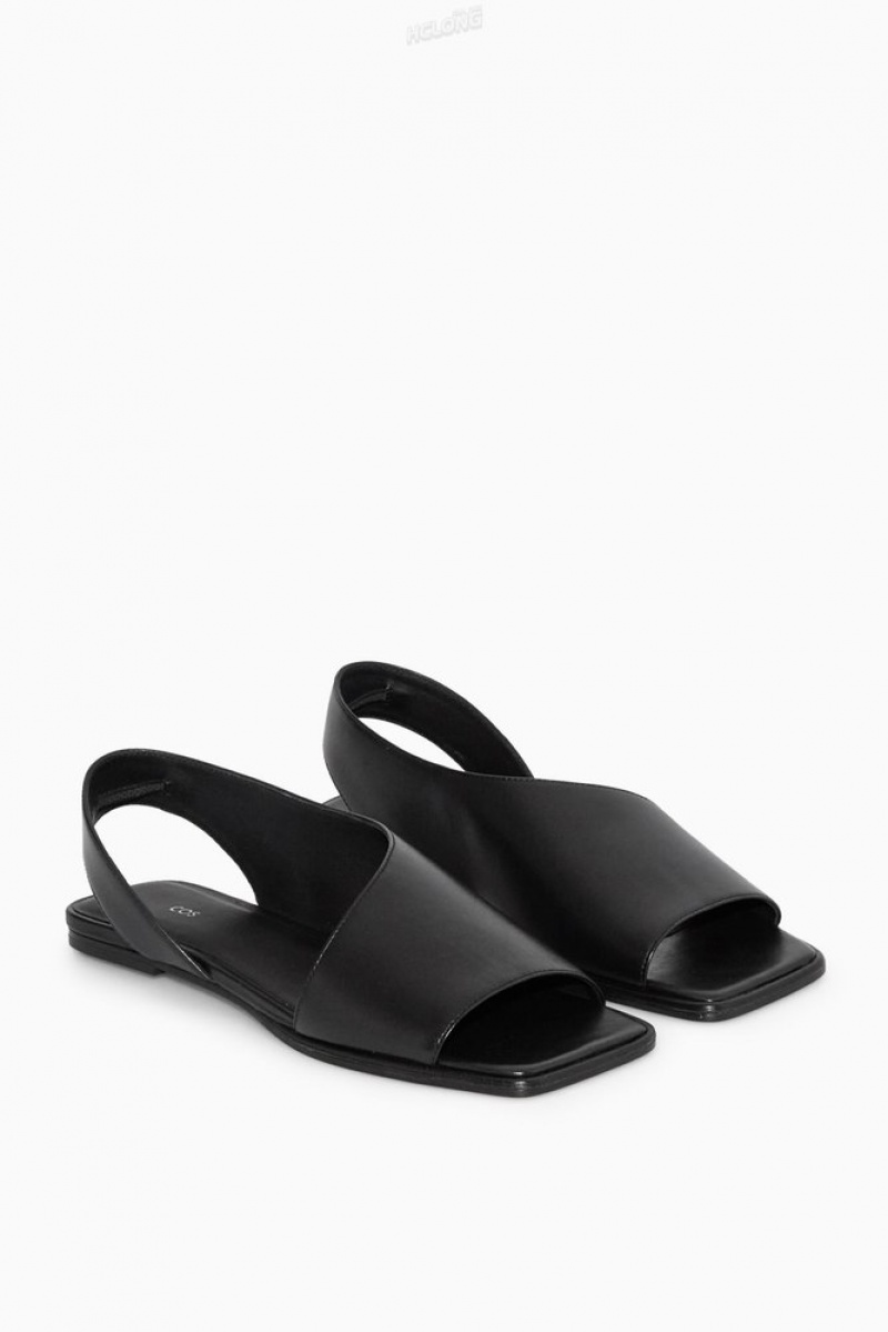 COS Leather Slingback Sandals Women's Sandals Black | TR33-Q7DM