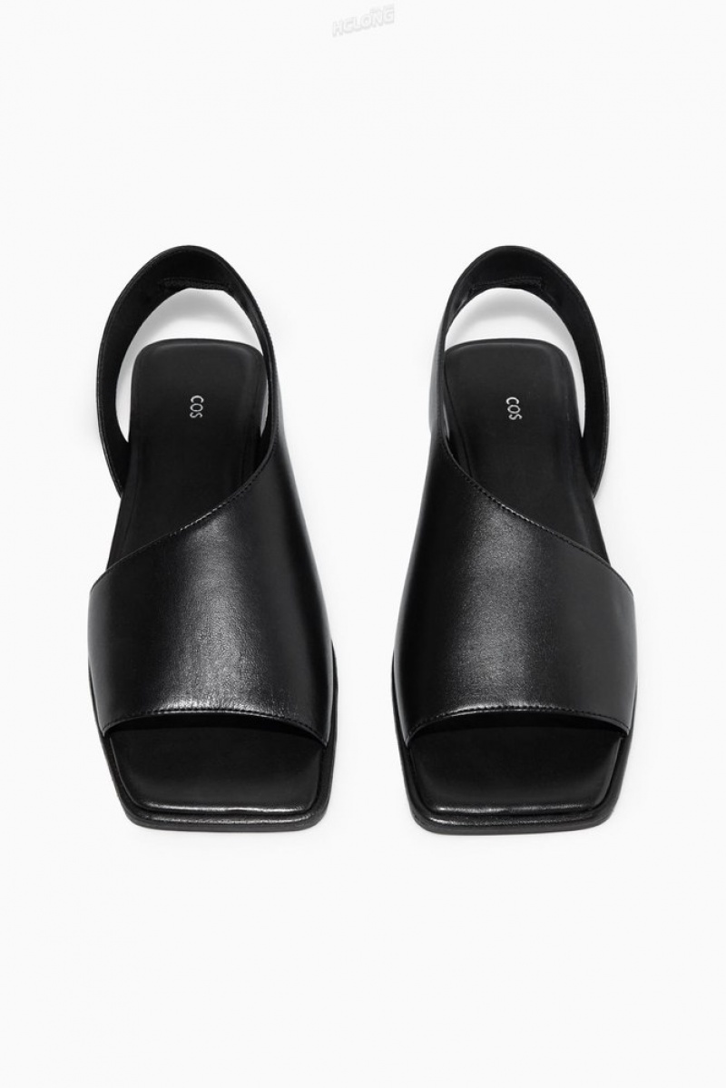 COS Leather Slingback Sandals Women's Sandals Black | TR33-Q7DM