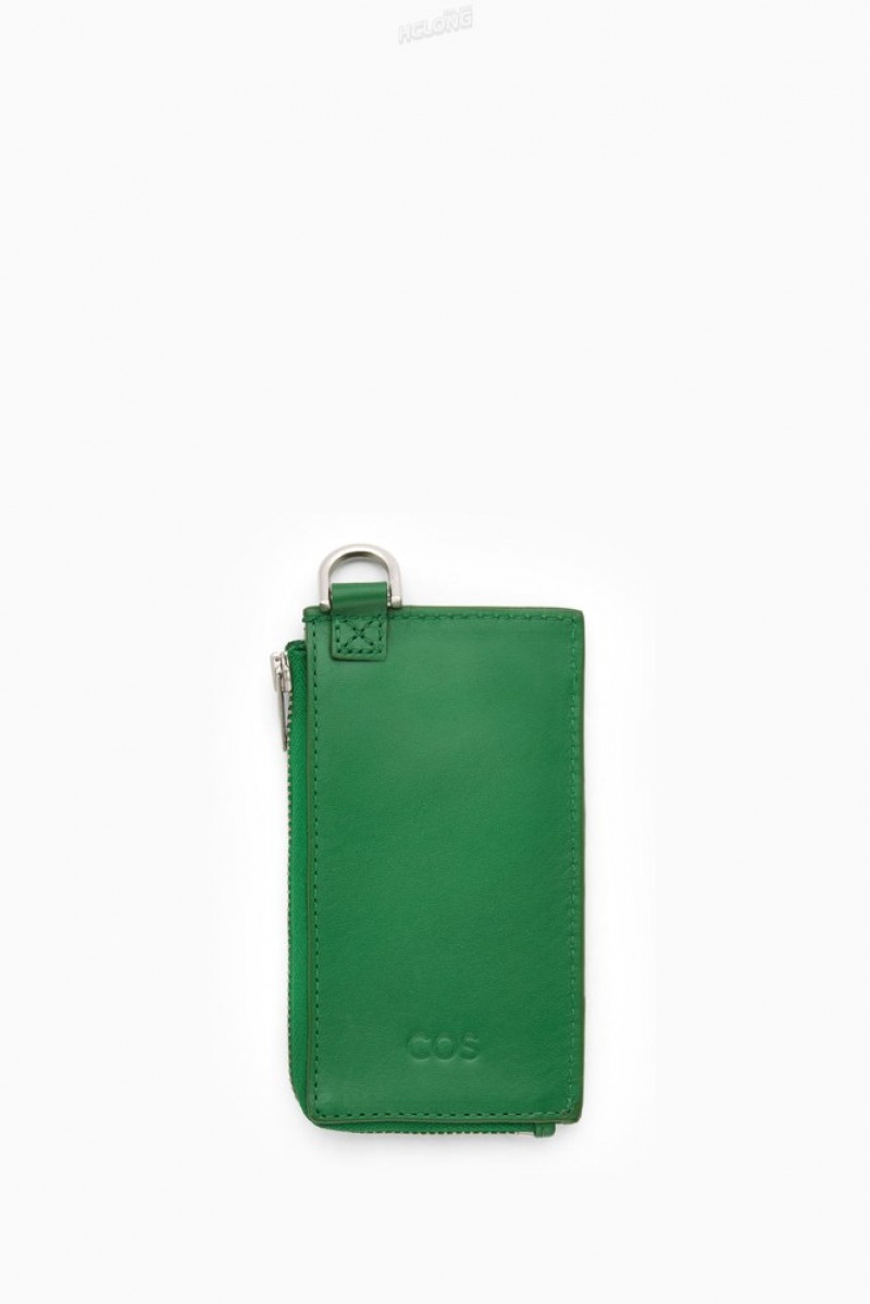 COS Leather Zipped Cardholder Men's Cardholder Green | VT08-J1AV