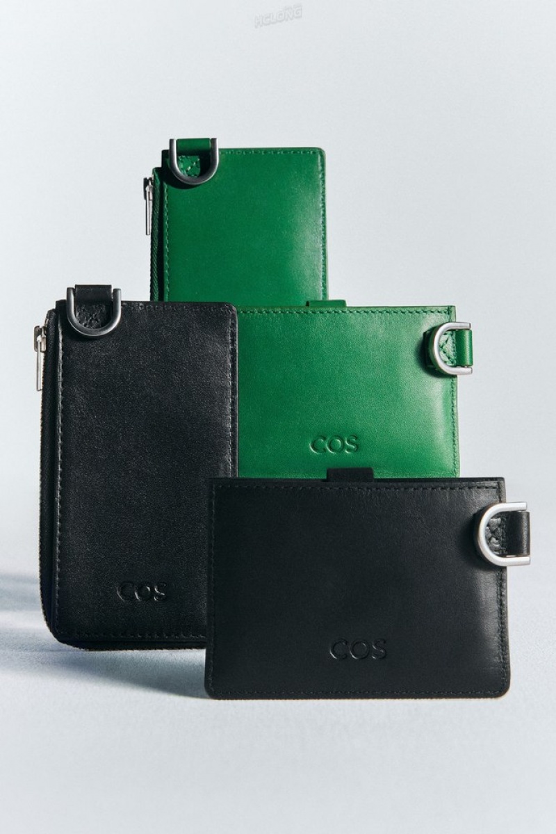 COS Leather Zipped Cardholder Men's Cardholder Green | VT08-J1AV