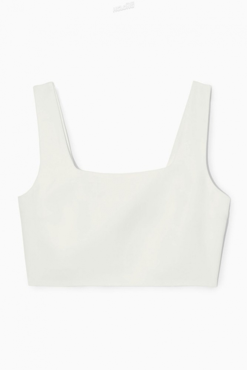 COS Linen-Blend Bustier Women's Tops White | TA89-O1XV