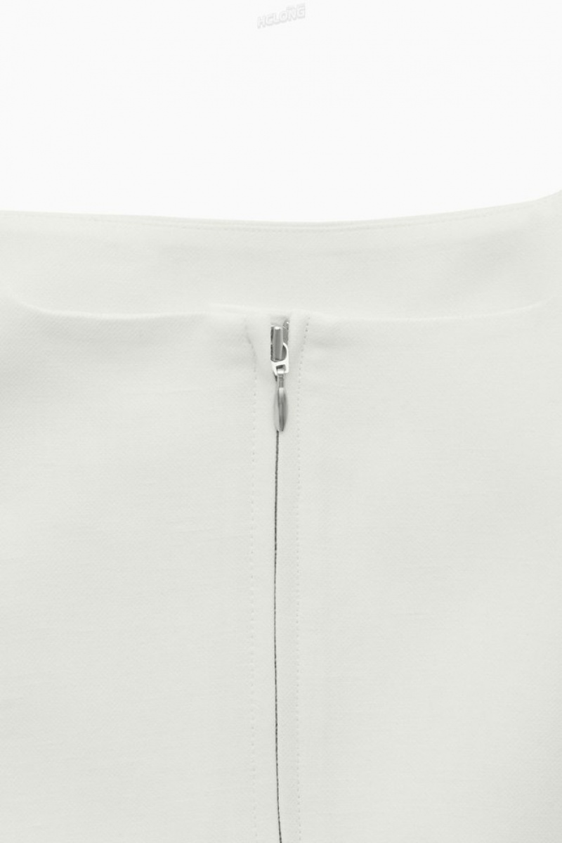 COS Linen-Blend Bustier Women's Tops White | TA89-O1XV