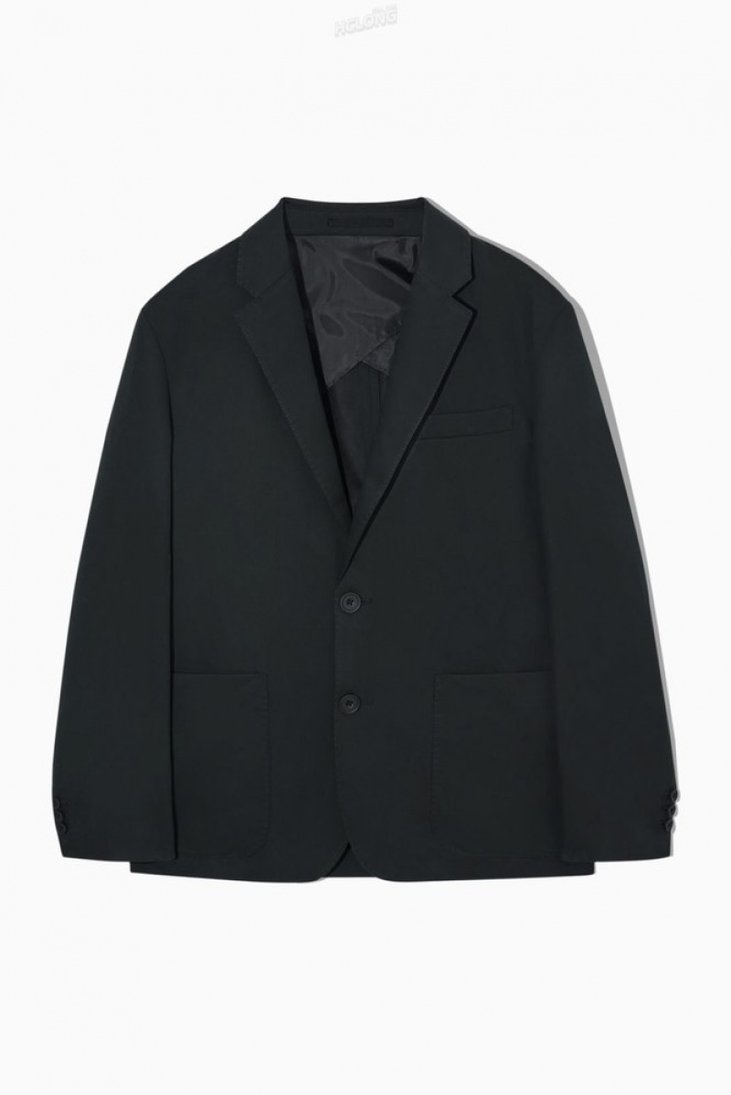 COS Linen And Cotton-Blend Blazer Men's Blazers Black | GF47-H6RI