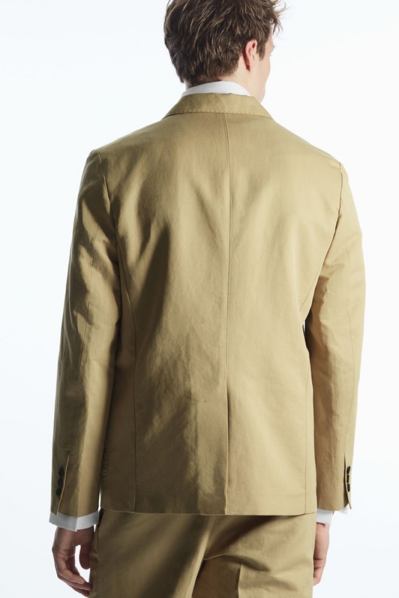 COS Linen And Cotton-Blend Blazer Men's Coats & Jackets Beige | IW65-J6KR