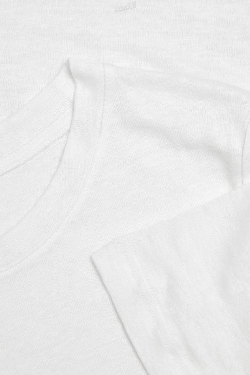 COS Linen T-Shirt Women's T-shirts Black | ZL36-Q4DY